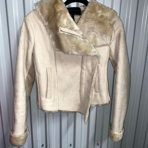 Bebe Suede Tan Fur Coat
